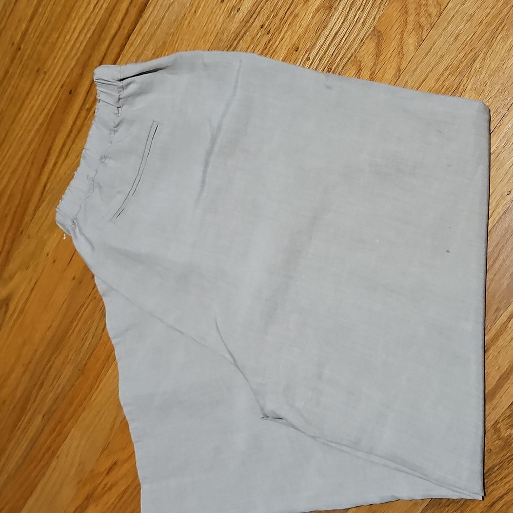 Eileen Fisher Light Gray Linen Blend Pull-On Pants